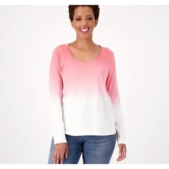 Candace Cameron Bure The Ocean Dipped Long-Sleeve Tee Posey X-Small - Picture 1 of 1